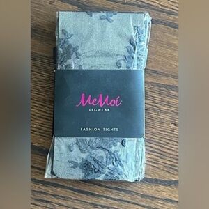 MeMoi Sheer Tights in Gray With Flowers